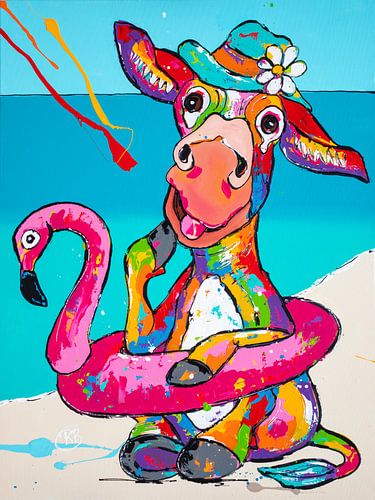 Ondeugende  ezel met zwemband