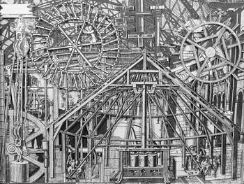 Ausgeschnittene Bilder aus einem alten Buch über Techniken