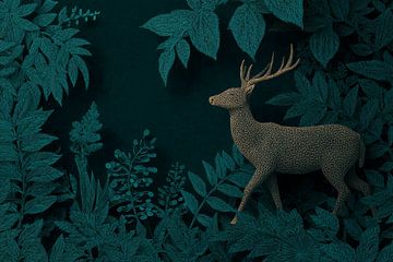 Hirsche im Laubstreifenmuster Spaziergang durch den Wald von Eva Lee