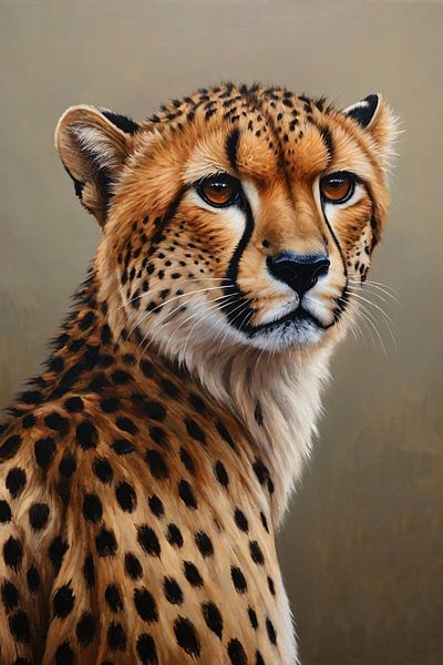 Hyperrealistisch Olieverf Cheetah Portret van Art & Soul Creations