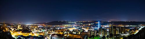 Allemagne, ville d'Esslingen am Neckar, panorama d'un ciel nocturne étoilé