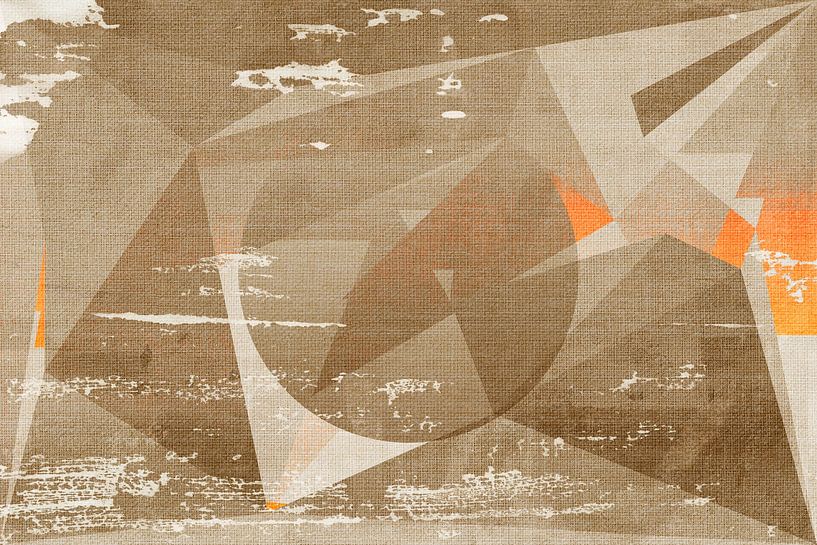 Sunset in earthy tones. Wabi-sabi geometric landscape by Dina Dankers