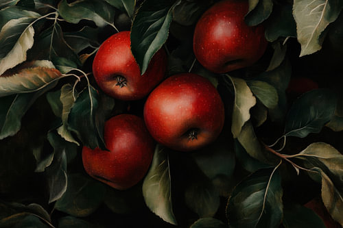 Apples in the leaves