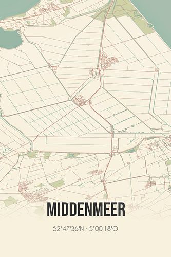 Vintage landkaart van Middenmeer (Noord-Holland)