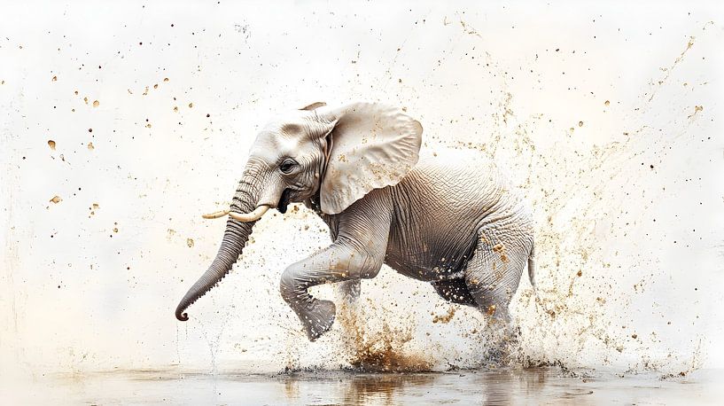Elephant mud fight by Heike Hultsch