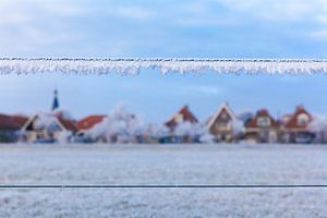 Vergezicht van de stad IJlst tijdens de winter van 2017. Wout Kok One2expose Photography.