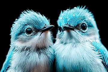 Babyblauwe vogels met druppels van Imperial Art House
