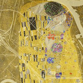 Kaart van Ridderkerk met de Kus van Gustav Klimt van Map Art Studio