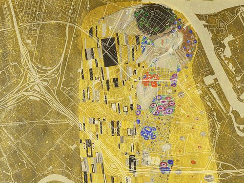 Kaart van Ridderkerk met de Kus van Gustav Klimt