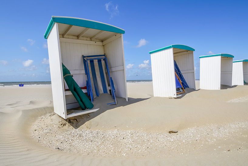 Beach cabins at the beach of Katwijk by Dirk van Egmond