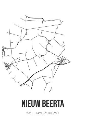 Nieuw Beerta (Groningen) | Landkaart | Zwart-wit