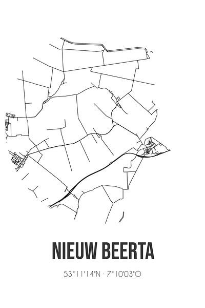 Nieuw Beerta (Groningen) | Map | Black and white by Prints of Place