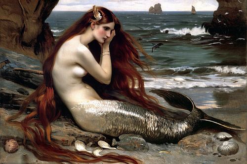 pictorial portrait mermaid on the beach