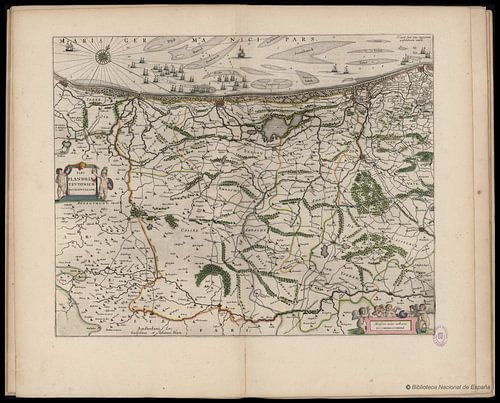 West Vlaanderen en Belgische kust, plattegrond Joan Blaeu