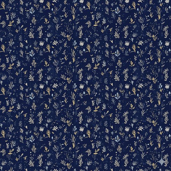 Seamless Pattern Navy Floral – Elegant Botanical Print by Ruliyreed