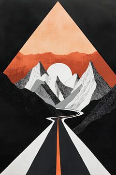 Paysage de montagne avec route - Abstrait sur Poster Art Shop