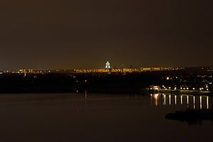 Leipzig Skyline in de Nacht