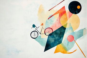 Fiets in kleurrijk aquarelontwerp van Poster Art Shop