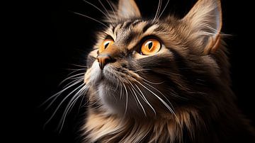 Schattige bruine kat met zwarte achtergrond van Animaflora PicsStock