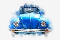VW Volkswagen Beetle Classic 1976 Digital Painting in Watercolor