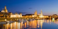 Brühl's Terras met de Frauenkirche in Dresden van Werner Dieterich thumbnail