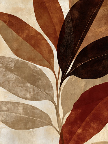 Spiced Silence III — Feuilles botaniques dans les tons beige et brun rouille