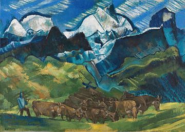 August Babberger - Troupeau de vaches en haute montagne (1926) sur Peter Balan