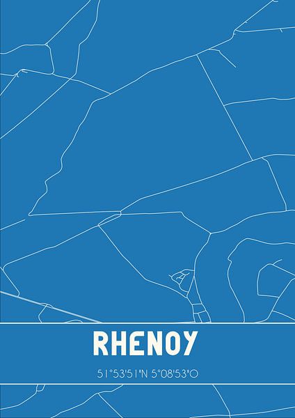Blueprint | Carte | Rhenoy (Gueldre) par Affiches de lieux