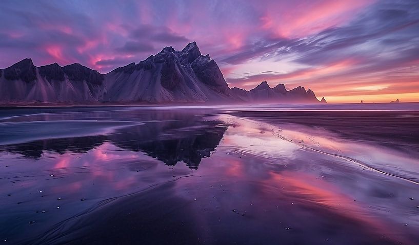 Goldene Reflexionen an Islands Küste von fernlichtsicht