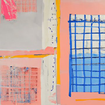 Contemporary abstract in pastel en warme kleuren van Studio Allee