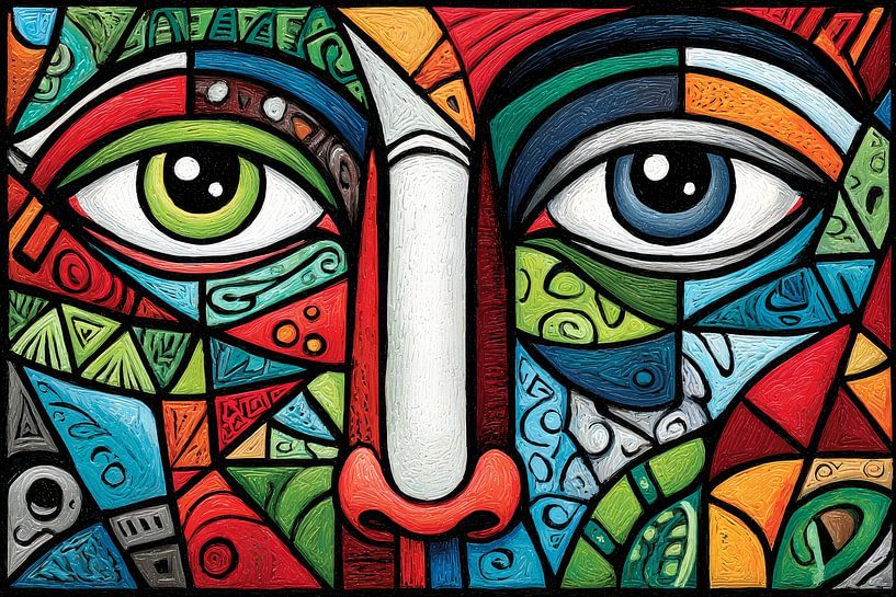 portrait femme en couleur style vitrail par Egon Zitter