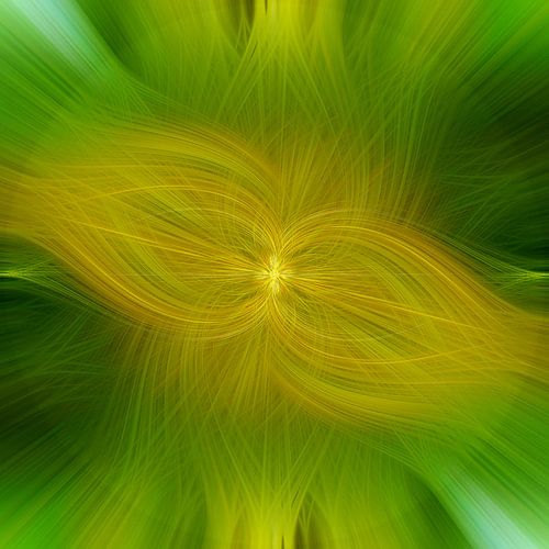 Bloem van licht. Abstract Geometrisch Vuurwerk. Geel en groen.