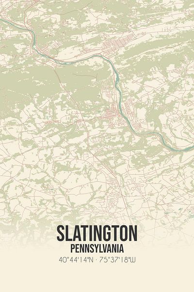 Carte ancienne de Slatington (Pennsylvanie), USA. par Affiches de lieux
