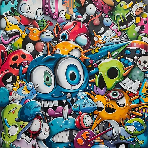 Abstracte cartoonwereld vol kleur