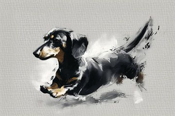 Verspielter Dackel in Schwarz und Weiß
