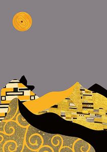Berg Landschaft - Klimt inspiriert auf Grau