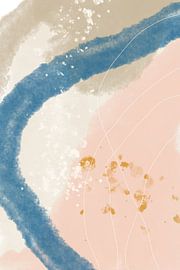 Festa quattro. Modern abstract  in pink,  beige, white, blue and gold by Dina Dankers