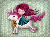 Meisje Unicorn retro - Mail je foto voor een persoonlijk tintje! by Anouk Muller - Funqy Wall Art thumbnail
