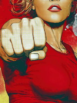 Pop art woman with a powerful punch by Frank Heinz