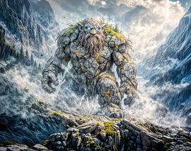 Dynamic Fantasy Troll in Dramatic Atmospheric Landscape