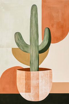 Cactus in a harmonious geometric composition by Poster Art Shop