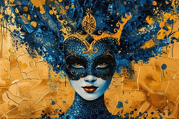 Femme Masque Or | Azure Masquerade sur Caprices d'Art