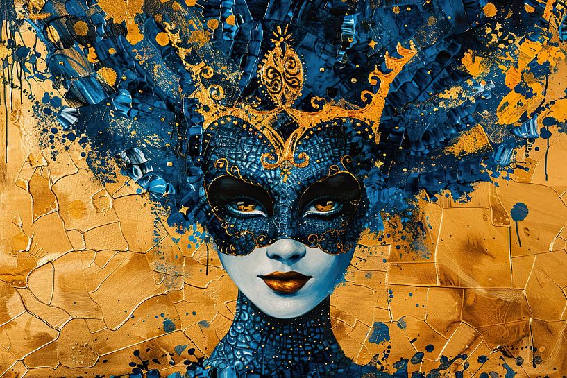 Frau Maske Gold | Azure Masquerade von Kunst Laune