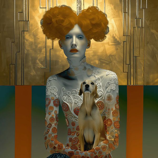 Portrait with dog by Ton Kuijpers