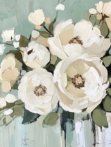 Blumen beige und grün