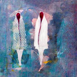 Evening walk of two women by Lida Bruinen