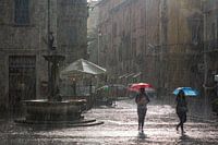Ascoli Piceno in de regen.