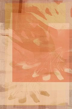 Pastelkleurige blokken met monotype structuur in koraal van Abstract Minimalist Art