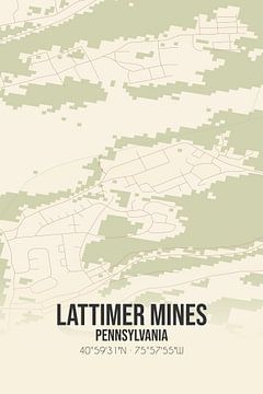 Vintage landkaart van Lattimer Mines (Pennsylvania), USA. van MijnStadsPoster