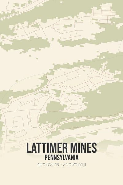 Vintage map of Lattimer Mines (Pennsylvania), USA. by Prints of Place
